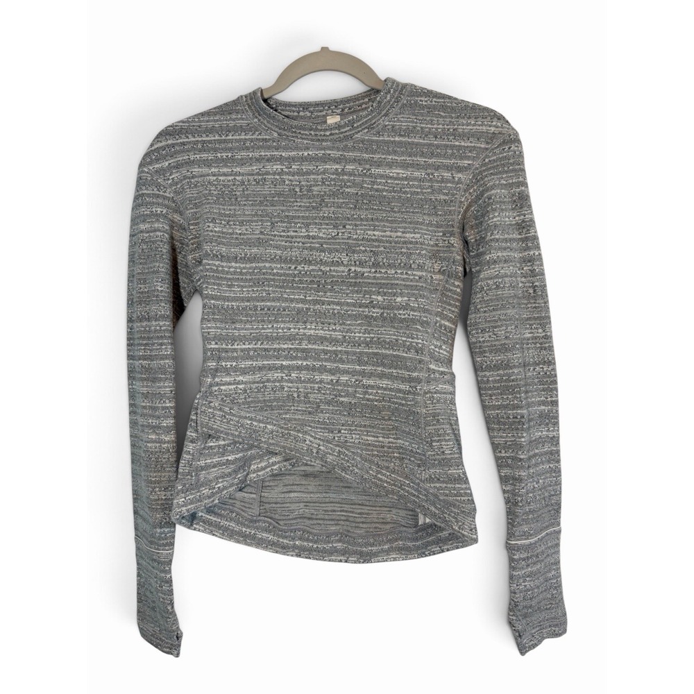 Lululemon Close to Crossing Long Sleeve Rulu 4 Vivid Stripe Jacquard Gray White